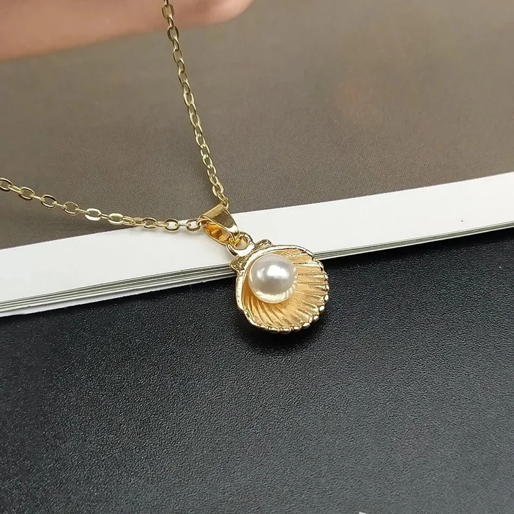 Golden Pearl Seashell Necklace